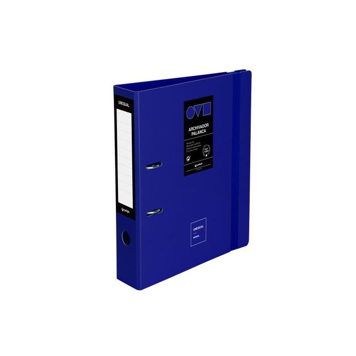 Grafoplás 17262830 Archivador A4 65mm de palanca en polyfoam, ultraligero y resistente con cierre de goma, azul Unequal Minimal