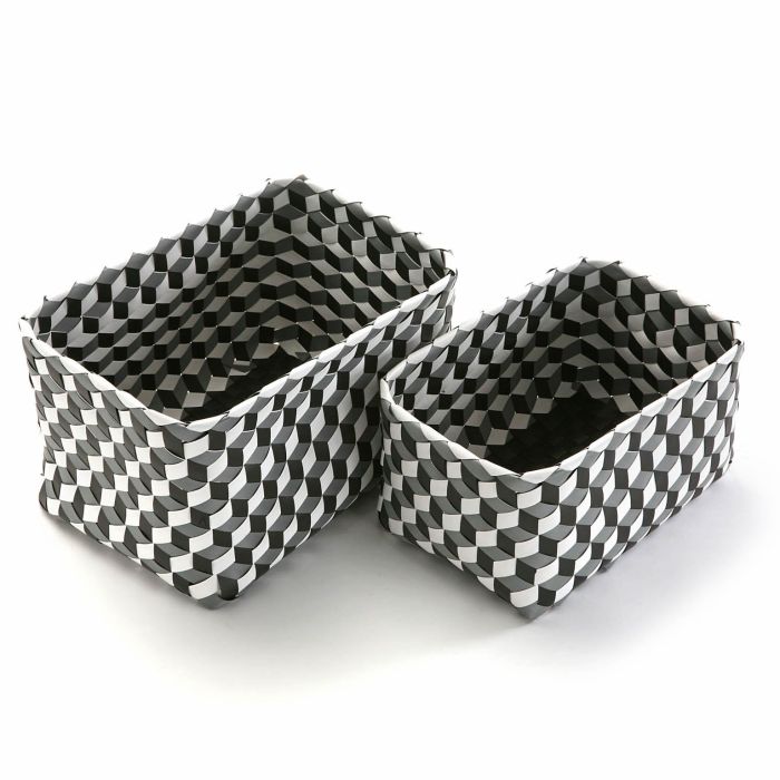 Set 2 Cestas 3D Rectangulares Grises VERSA 23x20 cm - Polipropileno Set 2 Cestas 3D Rectangulares Grises VERSA 23x20 cm - Polipropileno