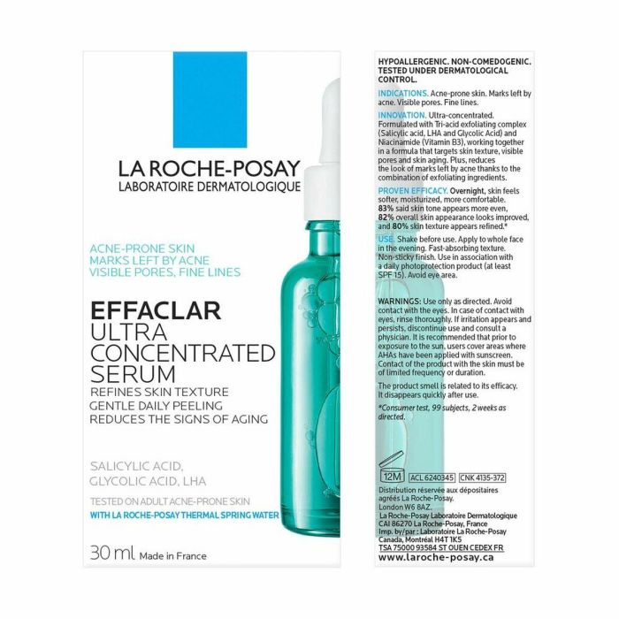 LA ROCHE POSAY EFFACLAR sérum ultra concentrado anti-imperfecciones y marcas, peeling diario para piel grasa y acnéica 30 ml 1
