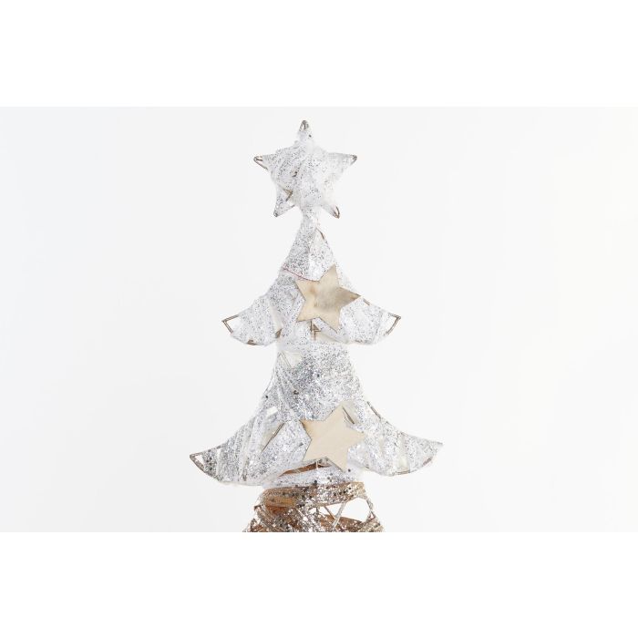 DKD Home Decor Árbol de Navidad Alpina con Luz LED, Blanco y Dorado de Ratán, 56x40x20 cm, para Decoración, Pilas AA, Pack 2 2 DKD Home Decor Árbol de Navidad Alpina con Luz LED, Blanco y Dorado de Ratán, 56x40x20 cm, para Decoración, Pilas AA, Pack 2 2