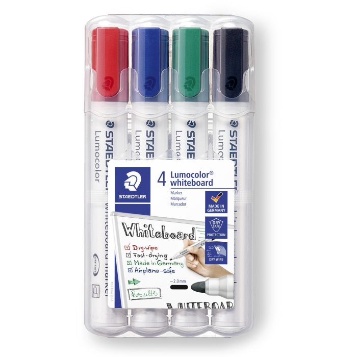 Staedtler Rotuladores Pizarra Blanca Lumocolor Punta Redonda, Estuche 4 Ud - Negro, Azul, Verde, Rojo 1 Staedtler Rotuladores Pizarra Blanca Lumocolor Punta Redonda, Estuche 4 Ud - Negro, Azul, Verde, Rojo 1
