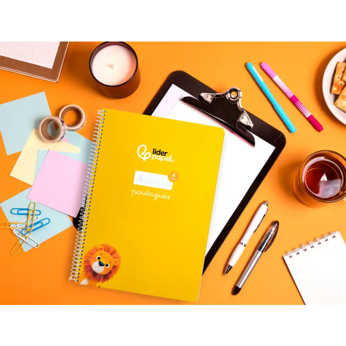 Liderpapel Cuaderno Espiral Pautaguía A4 Tapa Blanda 80 Hojas 75gr Cuadro Pautado 4mm Color Amarillo 7