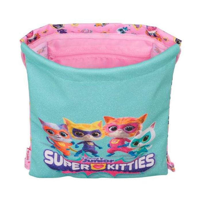 Bolsa Mochila con Cuerdas SuperKitties Rosa Turquesa 26 x 34 x 1 cm 1
