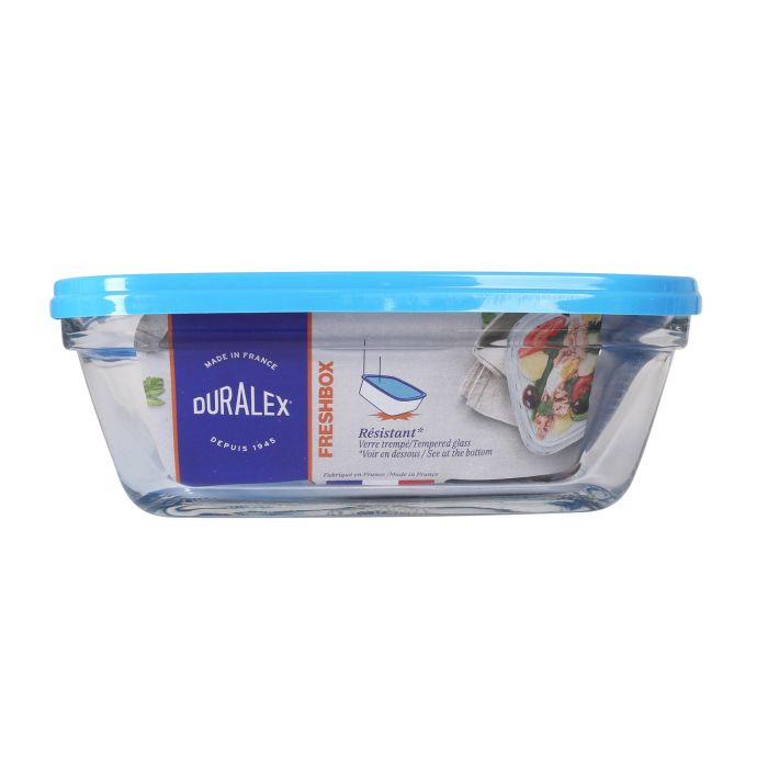 Duralex Fiambrera Rectangular Freshbox 1.1L Tapa Azul - 14 x 19 x 7 cm (6 Unidades) 1