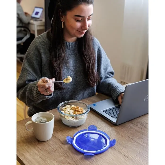 Pyrex PYR3426470286220 Juego de 3 Fiambreras de Vidrio Redondas con Tapa Hermética 0.7 L 1