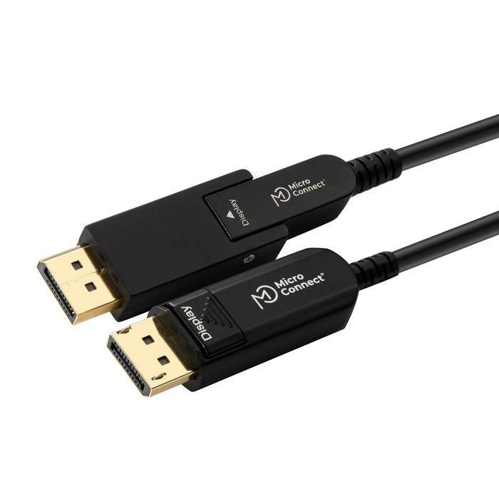 MicroConnect Cable de Fibra Óptica Premium Activo Híbrido Mini DisplayPort 1.4 a DisplayPort 50m con Adaptador