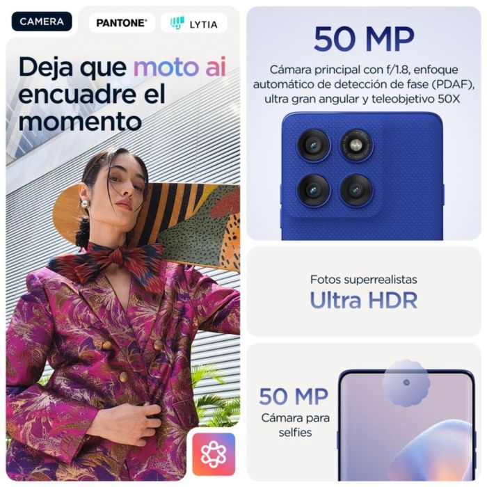 Motorola edge 60 pro 6.67" P-OLED 12GB RAM 512GB 5G Dual SIM Android 15 Cámara 50MP 6000mAh Azul 6
