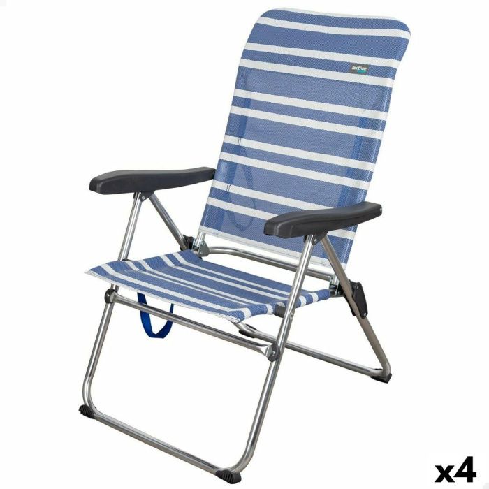 Silla de Playa Aktive Mykonos Azul 47 x 93 x 63 cm (4 Unidades)