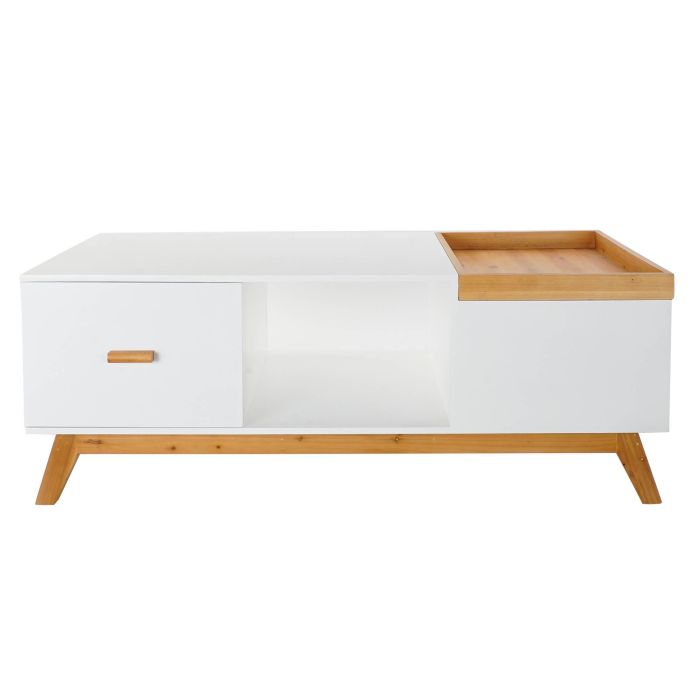 DKD Home Decor Mesa de Centro Scandi de MDF con 1 Cajón Blanco Marrón - 120 Ancho x 60 Fondo x 46 Alto cm 6 DKD Home Decor Mesa de Centro Scandi de MDF con 1 Cajón Blanco Marrón - 120 Ancho x 60 Fondo x 46 Alto cm 6