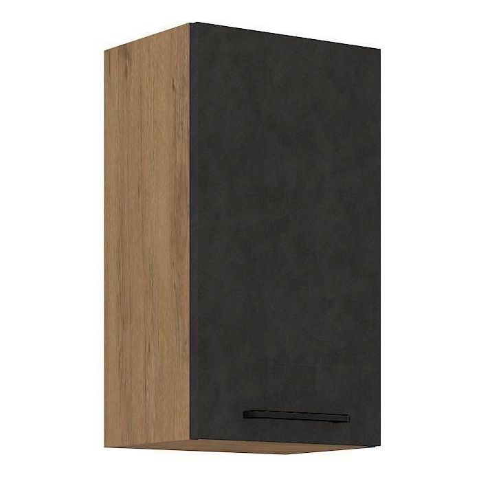 ROCK40G1F Columna ROCK Melamina 1 Puerta Roble Lancelot y Gris Matera - Mueble de Almacenaje 40x72 cm