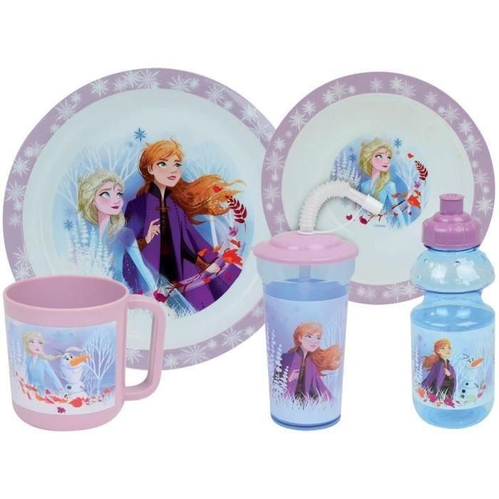Set de Vajilla Disney Frozen - FUN HOUSE - 006379 - Plato hondo, plato llano, taza, botella y vaso con pajita Set de Vajilla Disney Frozen - FUN HOUSE - 006379 - Plato hondo, plato llano, taza, botella y vaso con pajita