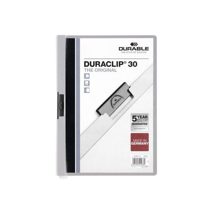 Dosier Clip Duraclip Pvc A4 2200 Pinza Metal 30H Gris 25 unidades