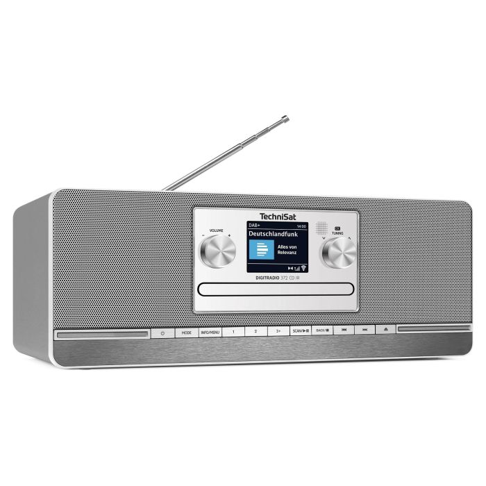 TechniSat DigitRadio 372 CD IR - Radio Internet con CD, DAB+, FM, Bluetooth 5.0, WiFi, Pantalla TFT 2.4", Altavoces Estéreo, Plata