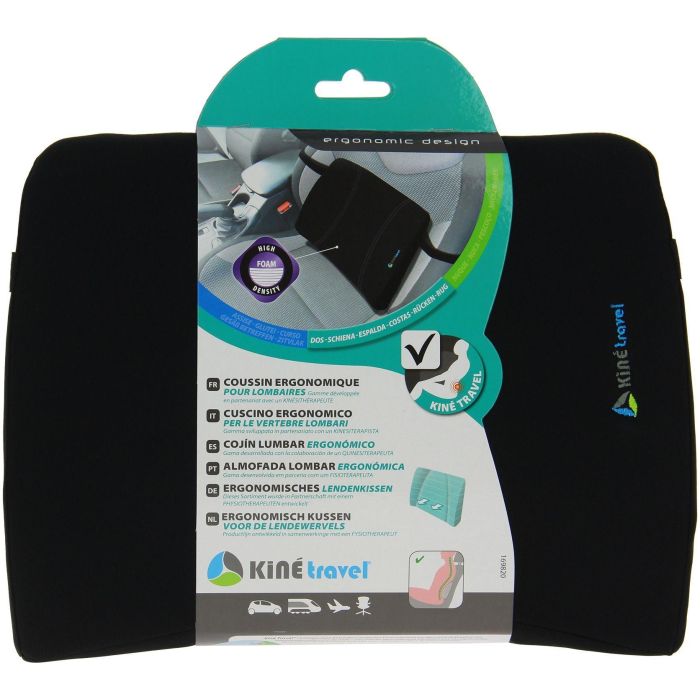 Kine Travel Cojín Lumbar Ergonómico para Espalda Baja, Aprobado por Fisioterapeuta, Reduce Dolor, con Sujeción Elástica, 36x27x6 cm 2 Kine Travel Cojín Lumbar Ergonómico para Espalda Baja, Aprobado por Fisioterapeuta, Reduce Dolor, con Sujeción Elástica, 36x27x6 cm 2