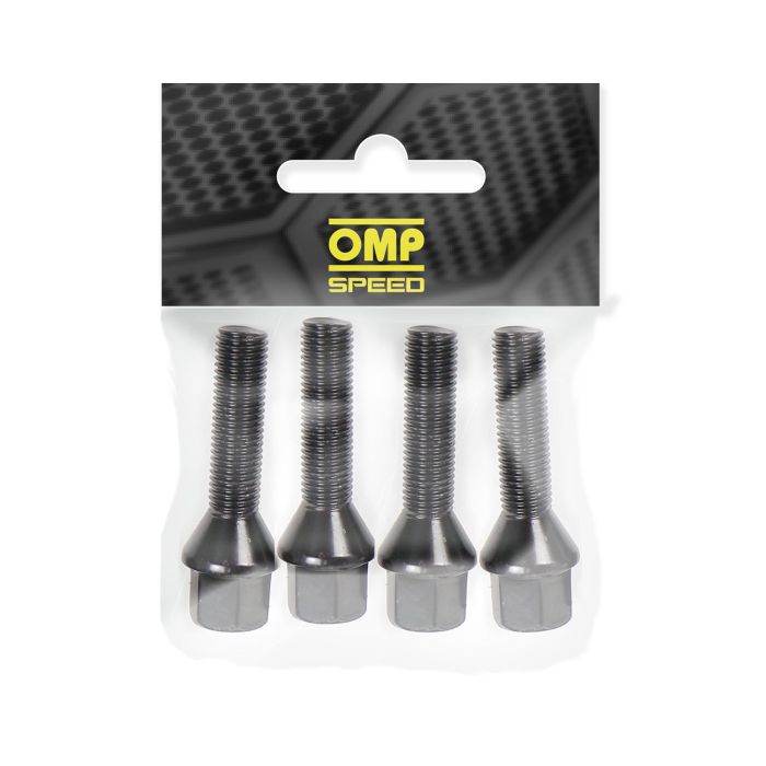 Omp OMPS09521401 Juego de 4 Tornillos M14x1.25 Cónico Largo 28 mm Llave 17 Color Negro Din 10.9 2
