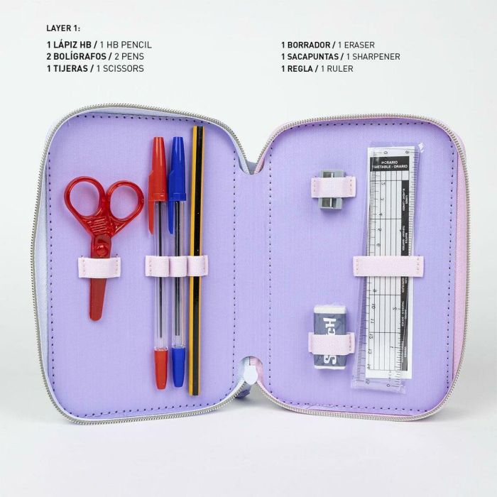 Plumier Doble Stitch Lila 12,5 x 6,5 x 19,5 cm 4 Plumier Doble Stitch Lila 12,5 x 6,5 x 19,5 cm 4