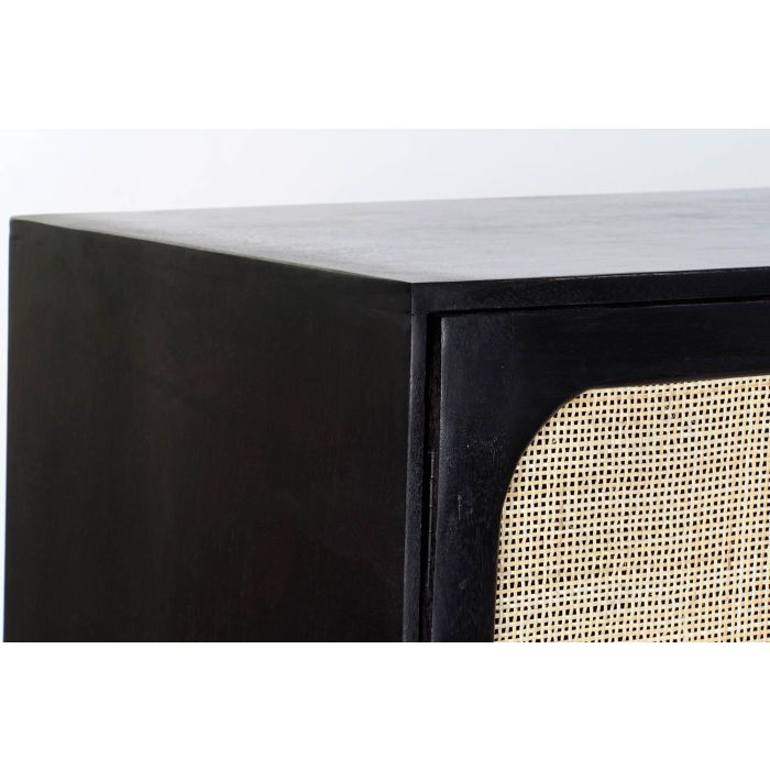 DKD Home Decor Buffet Moderno Negro Natural de Mango y Ratán con 4 Puertas, 3 Estanterías y Desmontable, 150 x 40 x 78 cm 2
