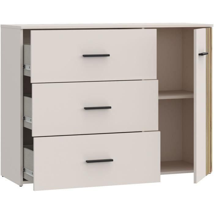 Cómoda - WAIKATO - 3 cajones - 1 puerta - Blanco - 119,9 x 41,3 x 89,7 cm 5