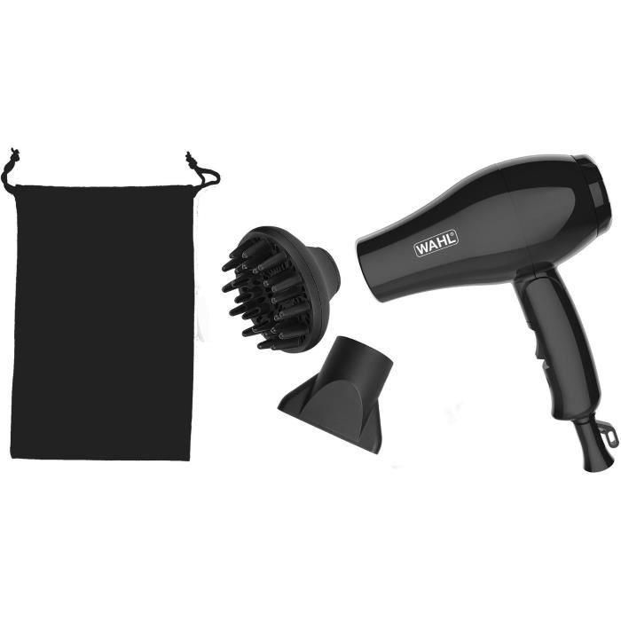 Secador de pelo de viaje - WAHL - SECADOR DE PELO DE VIAJE - 1000 W - 2 velocidades - Negro 3