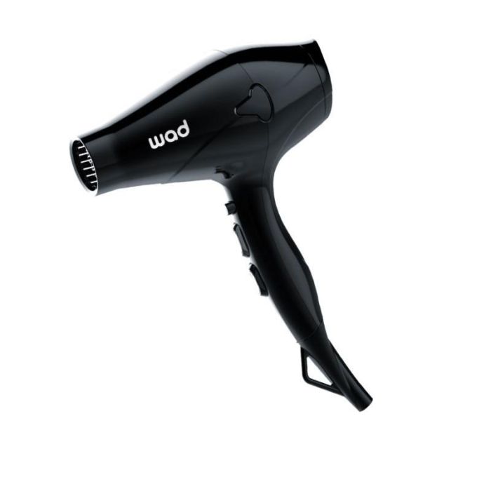 Wad Professional Beauty Secador de Pelo Atmosfer Black 2000-2200W, Ultraligero, Compacto, Silencioso, 2 Boquillas y 1 Difusor