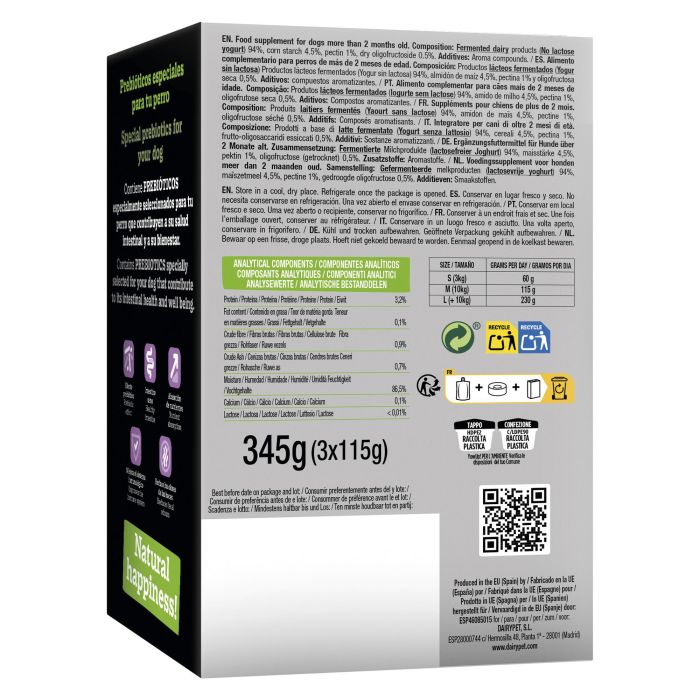 Yowup Yogur Perros Pack 3x115g Sin Lactosa, 0% Grasa. Con Prebióticos, Calcio para Salud Ósea y Digestiva. Sabor Original. 0 Yowup Yogur Perros Pack 3x115g Sin Lactosa, 0% Grasa. Con Prebióticos, Calcio para Salud Ósea y Digestiva. Sabor Original. 0