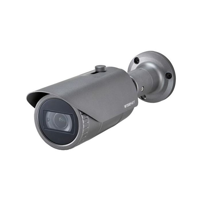 Hanwha Cámara IP bullet 4MP Varifocal Motorizado 2-10mm Antivandálica IK10 IP66 PoE IR 30m WDR H.265 Wisenet Q
