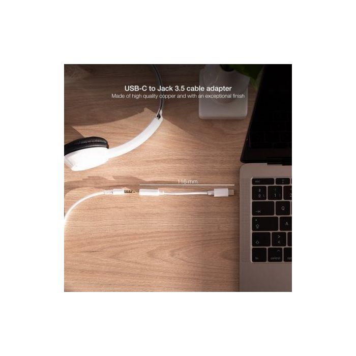 Adaptador USB-C a Jack 3.5 mm NANOCABLE 10.24.1205-W Blanco (1 unidad) 2 Adaptador USB-C a Jack 3.5 mm NANOCABLE 10.24.1205-W Blanco (1 unidad) 2
