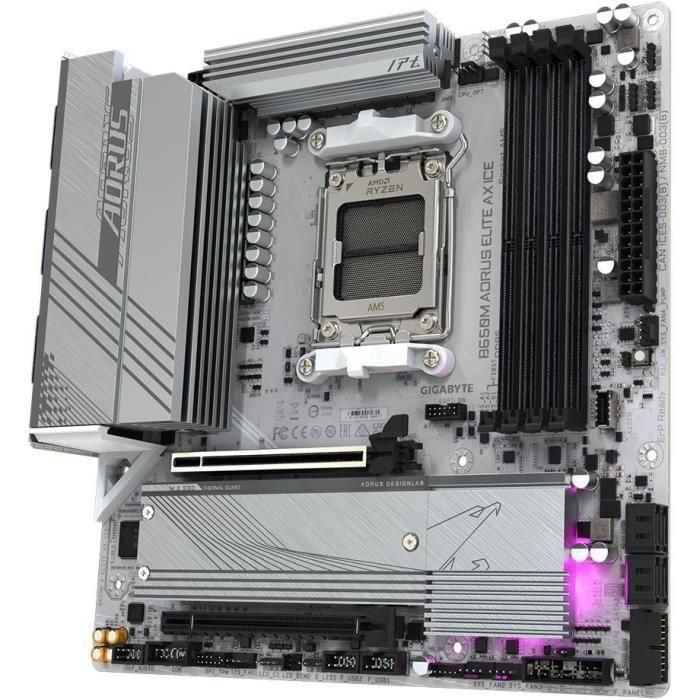 Gigabyte Placa base B650M AORUS ELITE AX ICE Micro ATX con Wi-Fi 6E y soporte DDR5 hasta 8000 MHz 3 Gigabyte Placa base B650M AORUS ELITE AX ICE Micro ATX con Wi-Fi 6E y soporte DDR5 hasta 8000 MHz 3