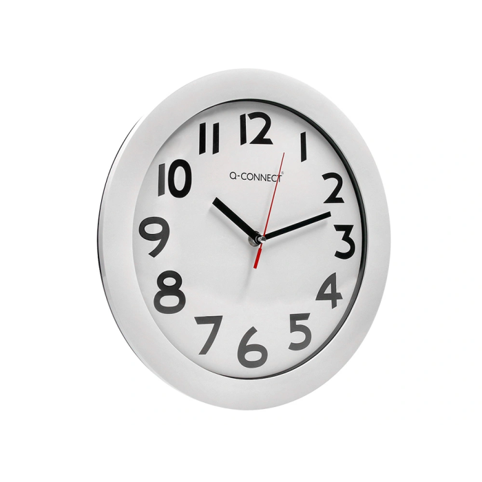 Q-connect Reloj de Pared Redondo Plástico Oficina 30 cm Marco Blanco 3