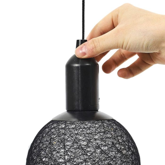 Home Deco Factory Bola Led Colgar Negro Diámetro 15 cm con Cable 1,15 m 5
