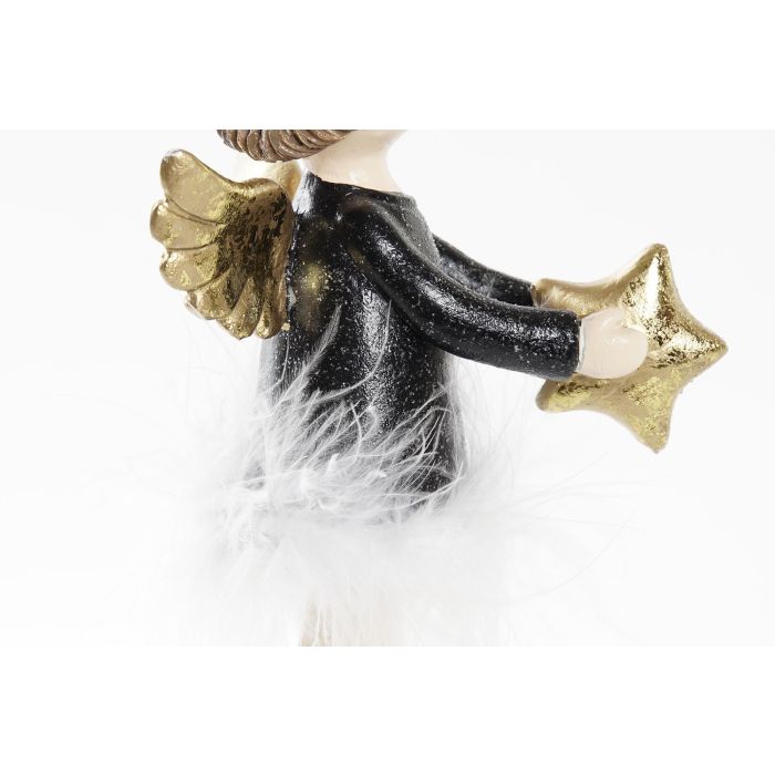 DKD Home Decor Figura Decorativa de Navidad Moderna Ángel Resina Negro Blanco 9x20x8 cm Set 2 Unidades 2