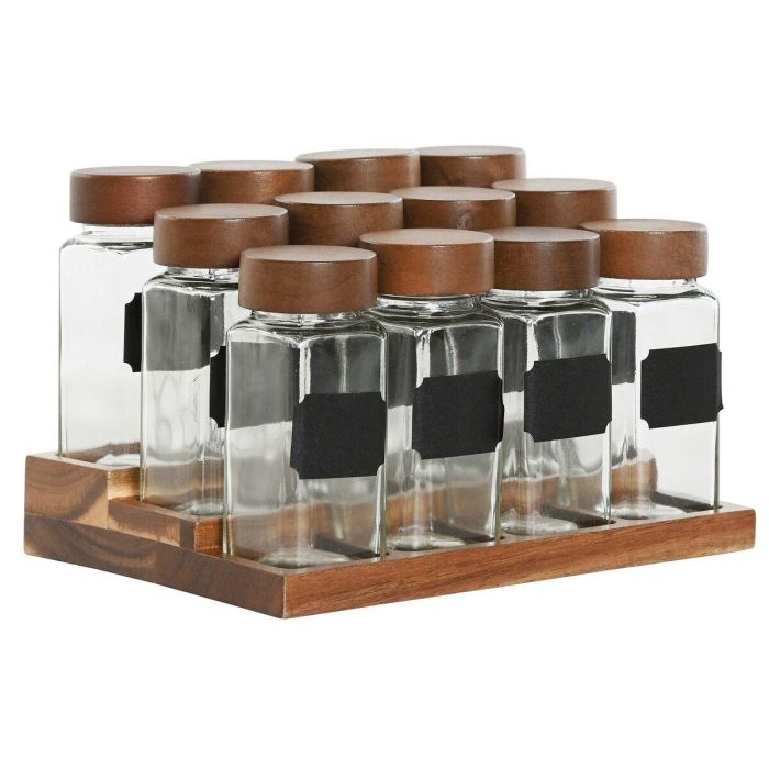 Especiero Basicos DKD Home Decor Transparente Natural 16.5 x 13 x 20.5 cm Set de 12