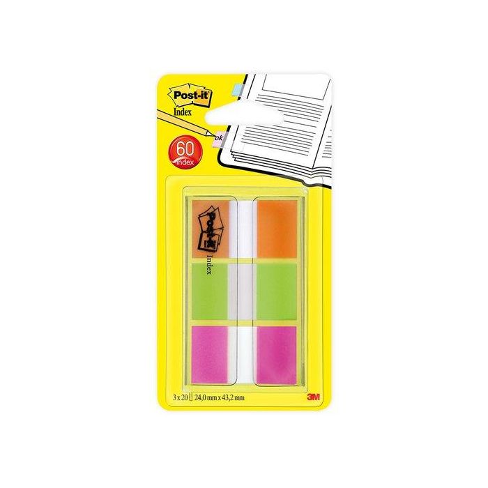 Banderitas Adhesivas Post-It 680 (1 ) Pack De 3 (Verde-Naranja-Rosa) (Set de 6)