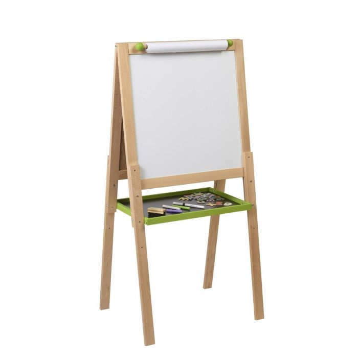 Jeujura JEU3225280876306 Pizarra de Madera Multifuncional Grande con Dibujo, Tiza y Lado Magnético Blanco 2