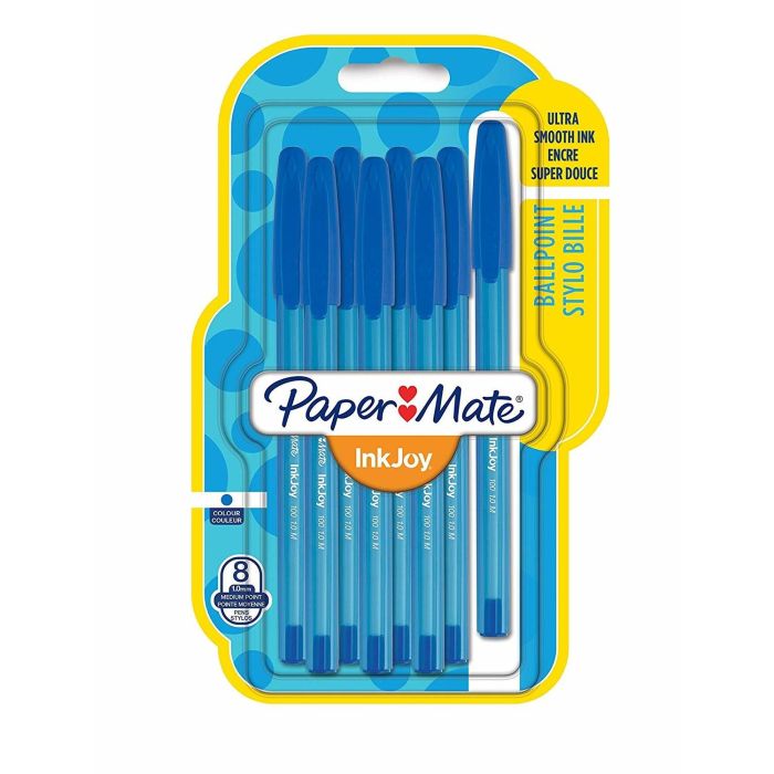 PAPER MATE Kugelschreiber InkJoy 100 Kappe 8St. M Blau 0 PAPER MATE Kugelschreiber InkJoy 100 Kappe 8St. M Blau 0