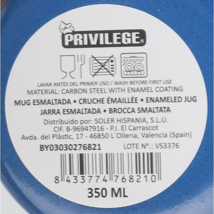 Mug Esmaltada Privilege 350 ml - Varios Colores/Diseños (24 Unidades) 10 Mug Esmaltada Privilege 350 ml - Varios Colores/Diseños (24 Unidades) 10