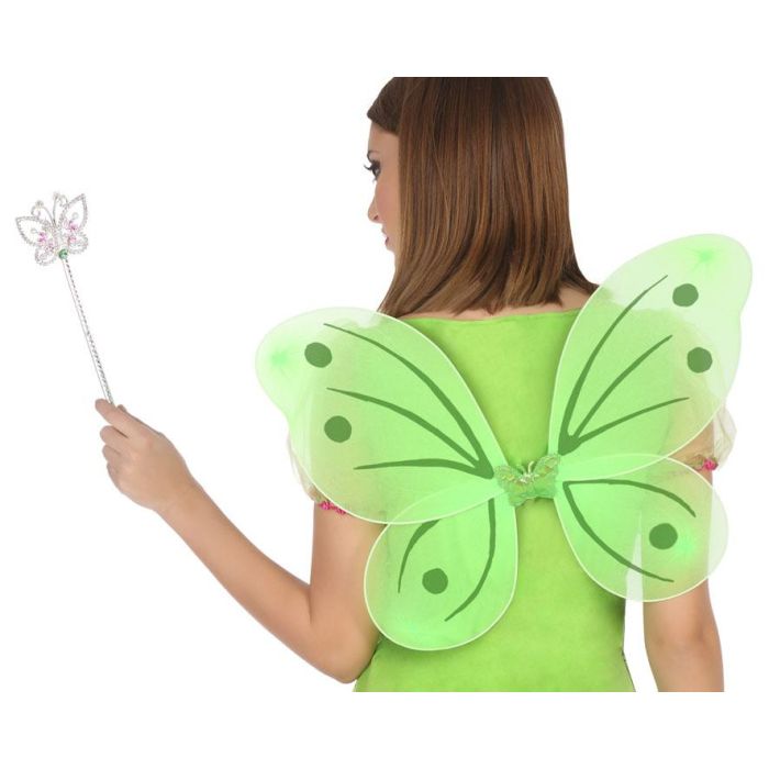 Alas de Hada Verdes con Varita y Purpurina 41x49 cm para Disfraz Mágico 0 Alas de Hada Verdes con Varita y Purpurina 41x49 cm para Disfraz Mágico 0
