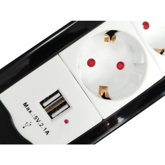 Equip Regleta con 4 Tomas + 2 USB, Cable de 1.5 m, Botón de Apagado/Encendido 3 Equip Regleta con 4 Tomas + 2 USB, Cable de 1.5 m, Botón de Apagado/Encendido 3