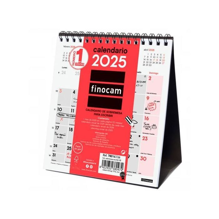 Finocam Calendario De Sobremesa Para Escribir XS-140x150 mm Neutro 2025 Finocam Calendario De Sobremesa Para Escribir XS-140x150 mm Neutro 2025