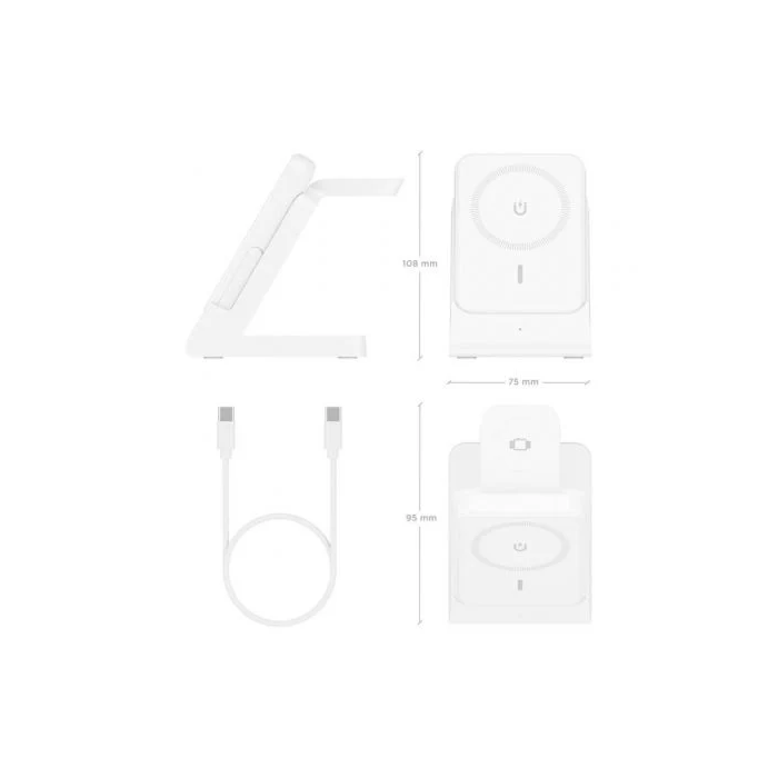 AISENS ASCH-15W4WC063-W Cargador Inalámbrico 15W con Power Bank 5000mAh para Smartphone, Apple Watch y Auriculares, Blanco 4