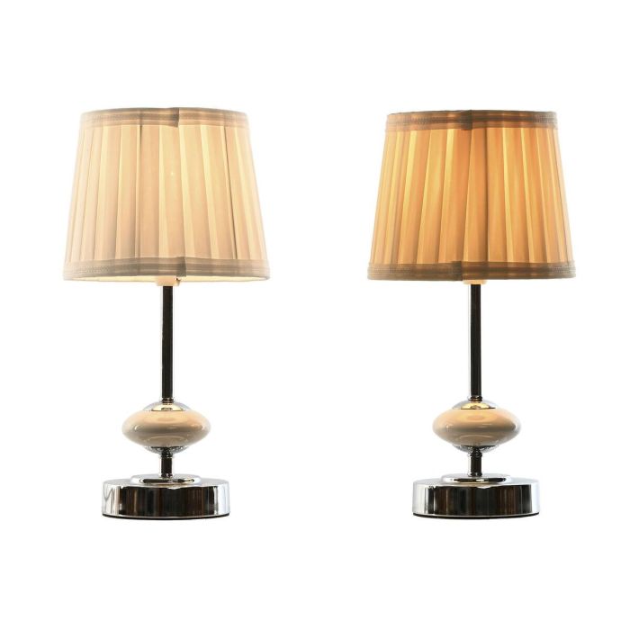 DKD Home Decor Lámpara de Sobremesa Tradicional Blanco Beige Set de 2, Metal Porcelana con Pantalla de Tela, 35cm Alto, Tipo Bombilla E14 1 DKD Home Decor Lámpara de Sobremesa Tradicional Blanco Beige Set de 2, Metal Porcelana con Pantalla de Tela, 35cm Alto, Tipo Bombilla E14 1