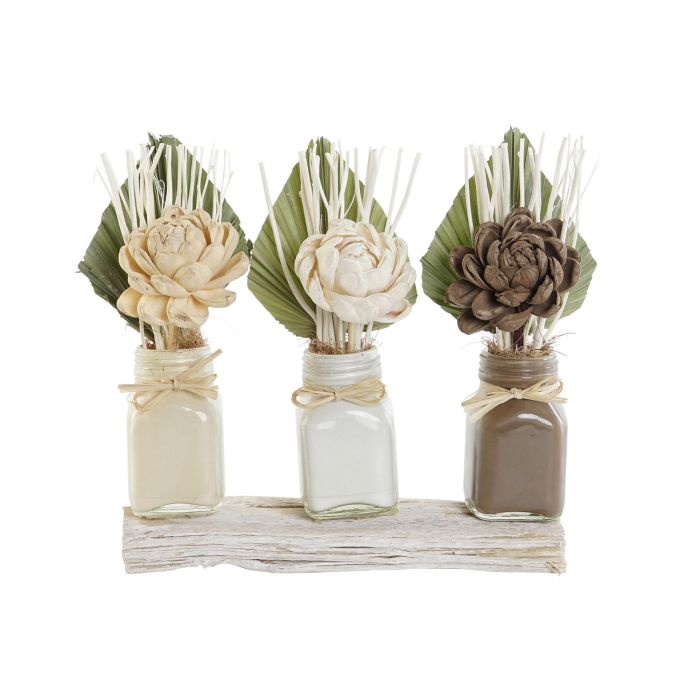 DKD Home Decor Set de 3 Plantas Shabby Flor Seca Cerámica Blanco Beige 8 x 20 x 21 cm 2