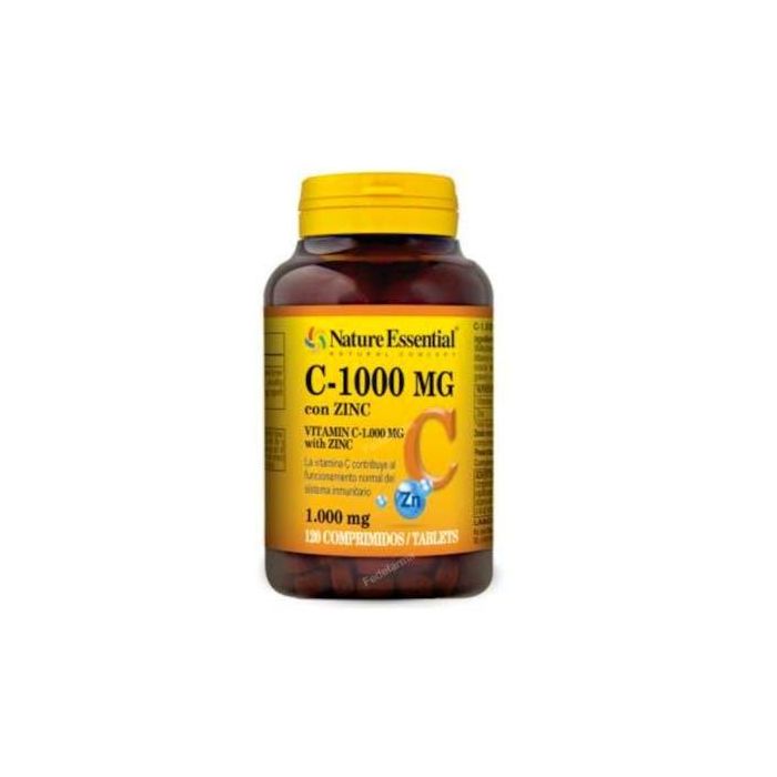 NATURE ESSENTIAL Vitamina C 1000mg + Zinc, Mantenimiento Sistema Inmune, Sabor Naranja, 120 Comprimidos