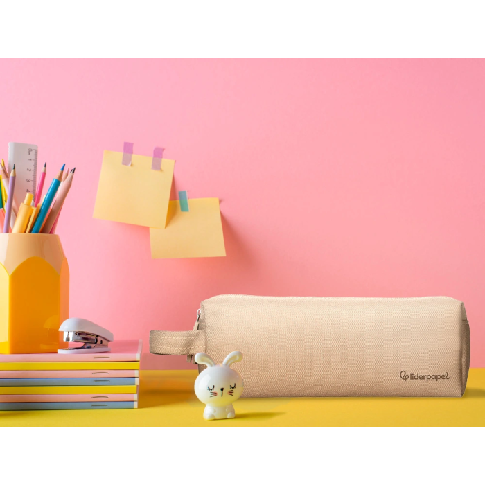 Liderpapel Estuche Portatodo Classic Rectangular con Asa 2 Cremalleras 210x80mm Crema 8
