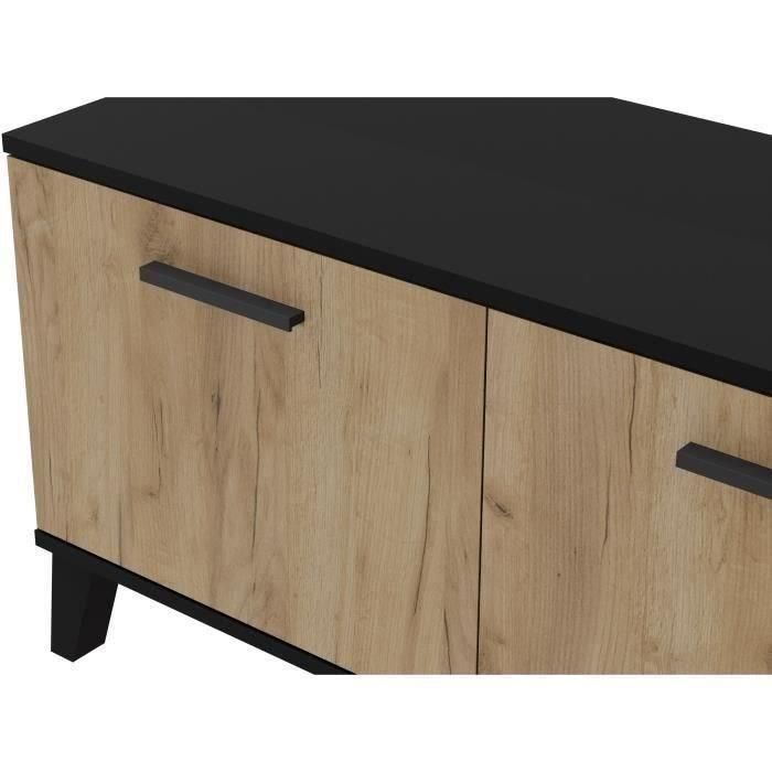 Zapatero THEO 2 puertas - Melamina roble rústico y contorno negro - 8 a 10 pares - L100 x P40 x H52 cm 3 Zapatero THEO 2 puertas - Melamina roble rústico y contorno negro - 8 a 10 pares - L100 x P40 x H52 cm 3