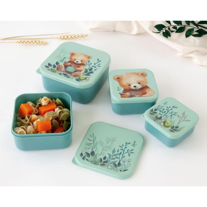 Set Porta-Alimentos 4 Unidades Oso Verde Salvia Set Porta-Alimentos 4 Unidades Oso Verde Salvia