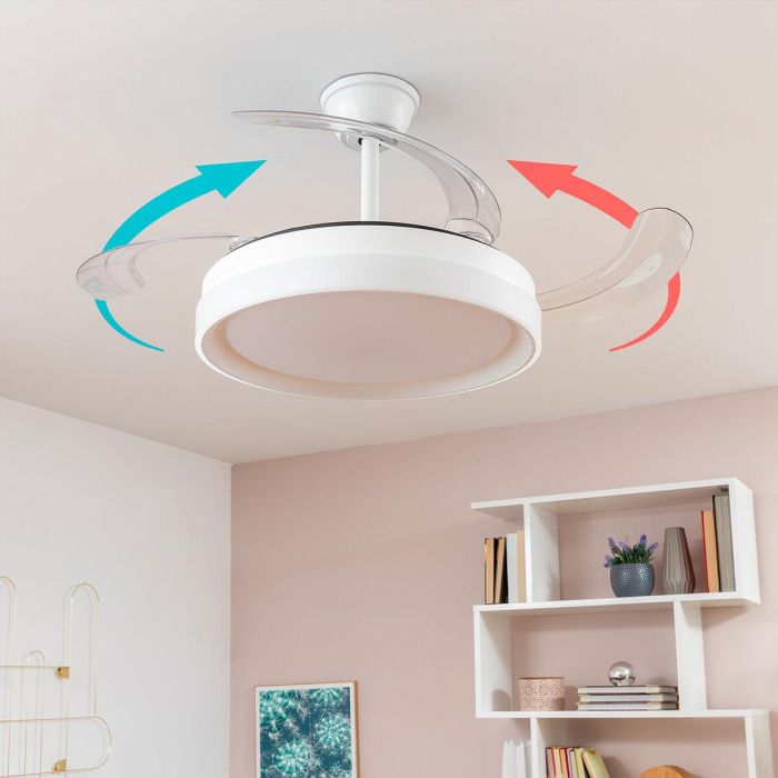 Ventilador de Techo con Luz LED y 4 Aspas Retráctiles Keteez InnovaGoods Blanco 72 W Ø49-104 cm 9