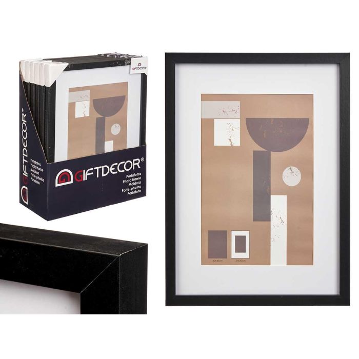 Portafoto Pared Madera Paspartu 21X30Cm Negro Giftdecor (6 Unidades) Portafoto Pared Madera Paspartu 21X30Cm Negro Giftdecor (6 Unidades)