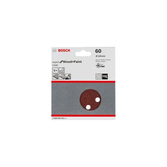 Bosch Schleifblatt C 430 D125MM Holz Krnung 60 5 St. 1 Bosch Schleifblatt C 430 D125MM Holz Krnung 60 5 St. 1