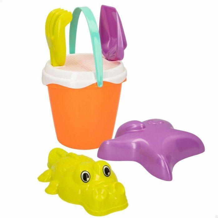 Color Baby Cubo de Playa 18 cm con Cedazo, 2 Palas 27 cm y 2 Moldes para +3 años